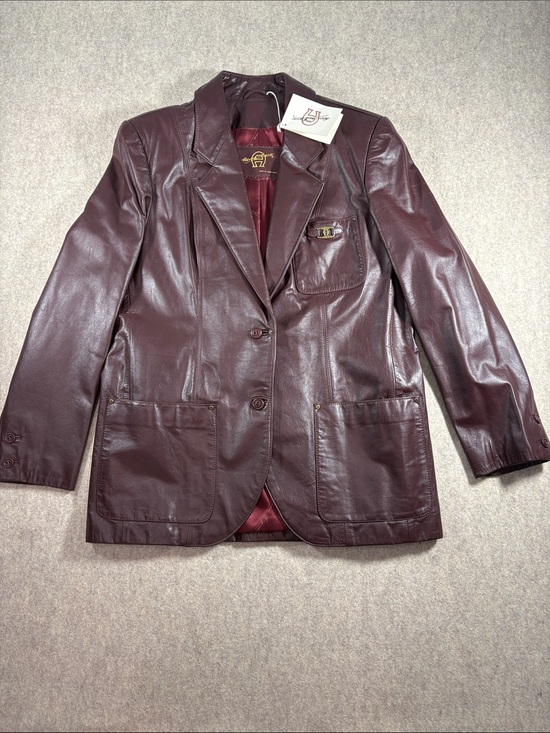 Etienne Aigner Jackets & Blazers - NWT VTG Etienne Aigner Oxblood Leather Blazer Jacket Deadstock Sz 12